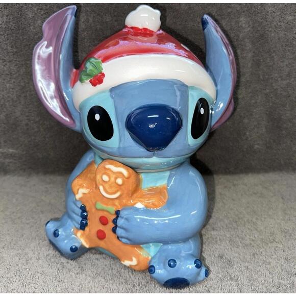 DISNEY Lilo & Stitch Christmas Santa Gingerbread CookieJar New